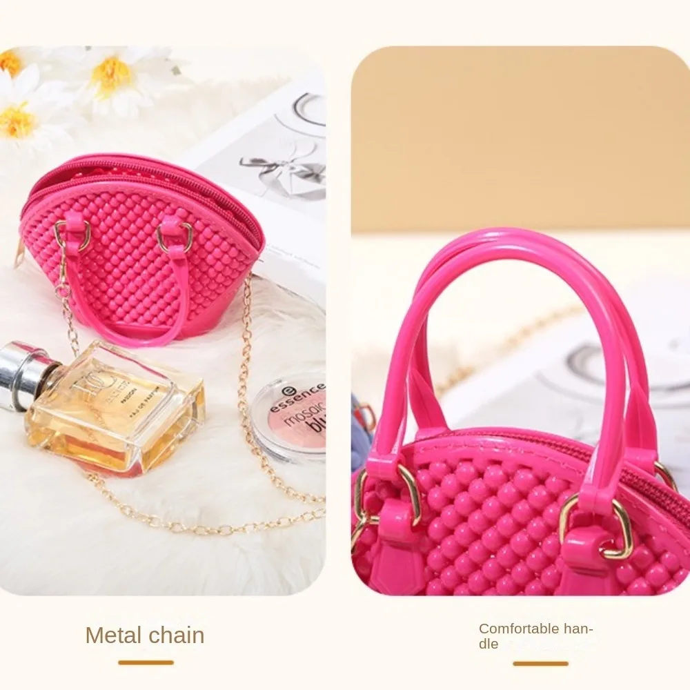 Trendy Hand-held Beach Bags Transparent Breathable Crossbody Bag One Shoulder Chain Jelly Bag Swimming Gym