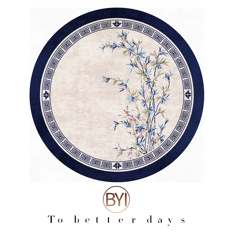 Round Rug for Living Room, Tea Room or Coffee Table, Easy-to-Care Circular Mat for Modern Home Decor