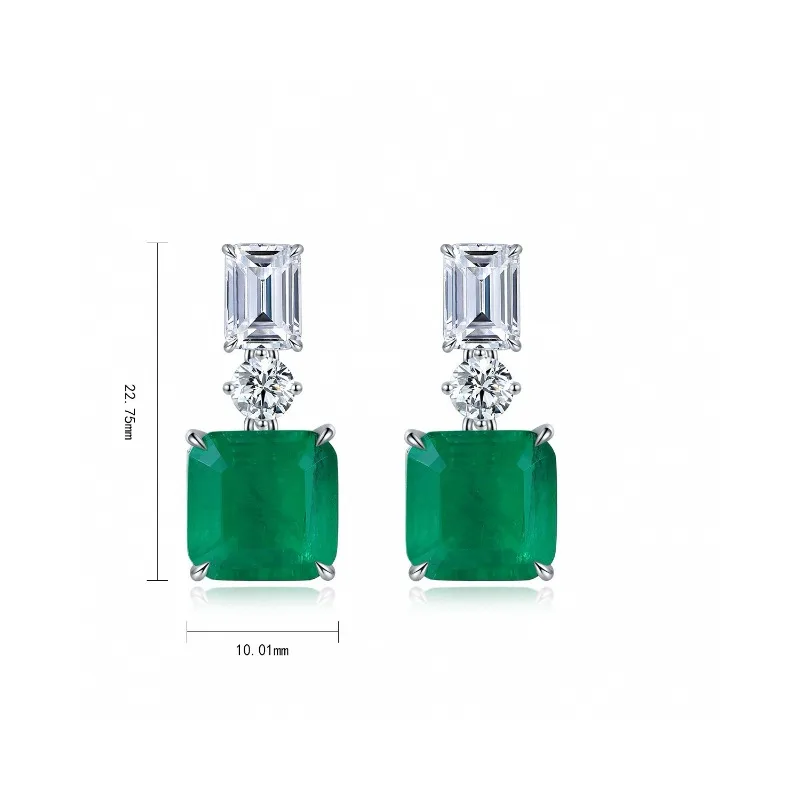 

Ruihe New Deign 925 Silver Earring Total 8.78ct Lab Grown Emerald and 5A Cubic Zirconia Gems Ladies Fashion Jewelry Wholesale