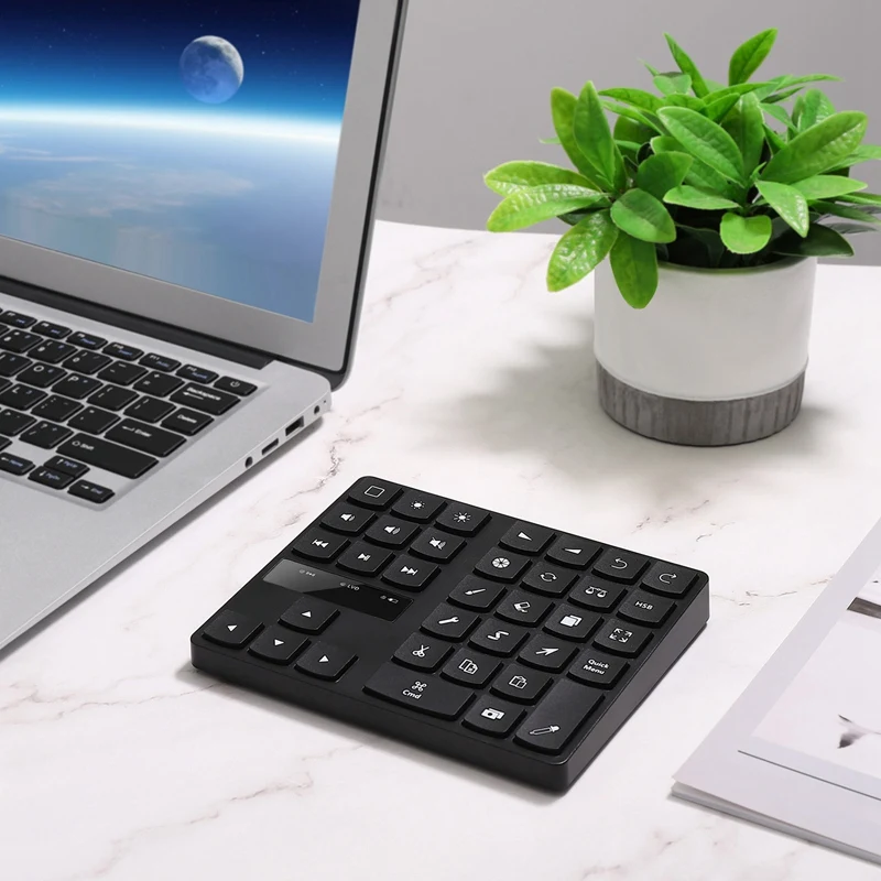 Bluetooth Drawing Keypad , 35 Keys Rechargeable Wireless Keyboard for Procreate, and Drawing Shortcuts Graphic-A12I