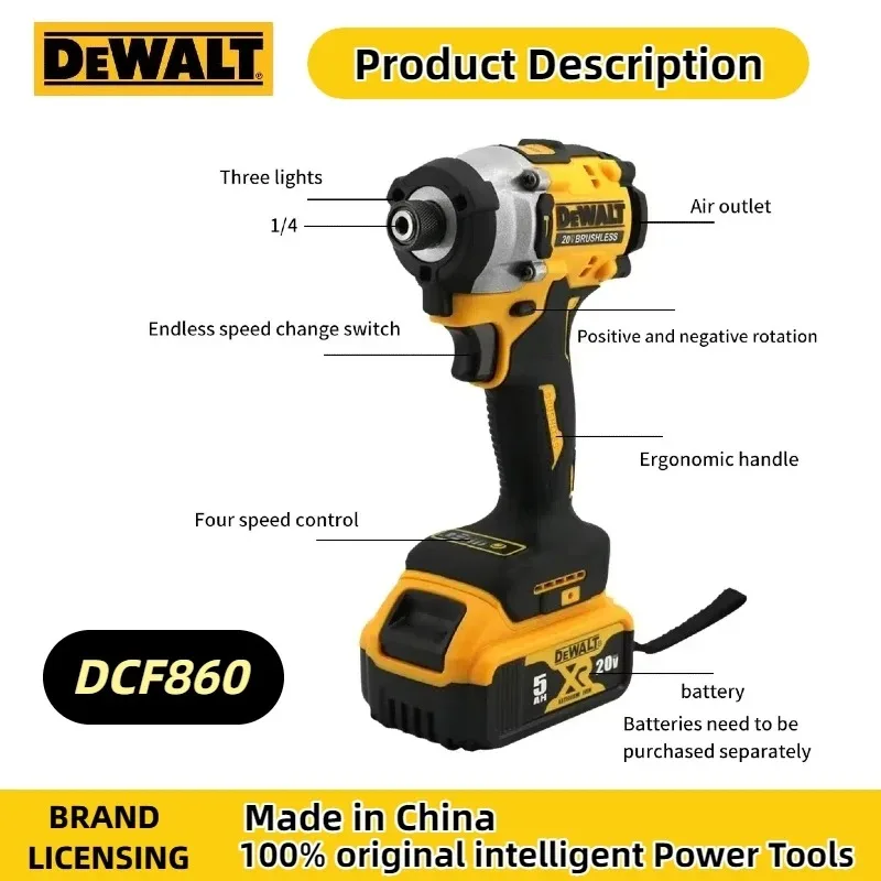 Dewalt DCF860 مفك مثقاب كهربائي بدون فرشاة مثقاب مدمج لاسلكي / سائق قابل لإعادة الشحن أدوات تدريبات مطورة أدوات كهربائية