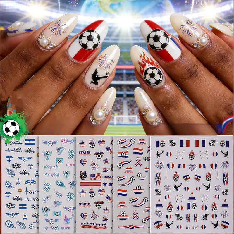 

1 Sheet 3d Flag Nail Art Stickers Football match Cup Nail Art Decals,Nail slider Cheerleading decal