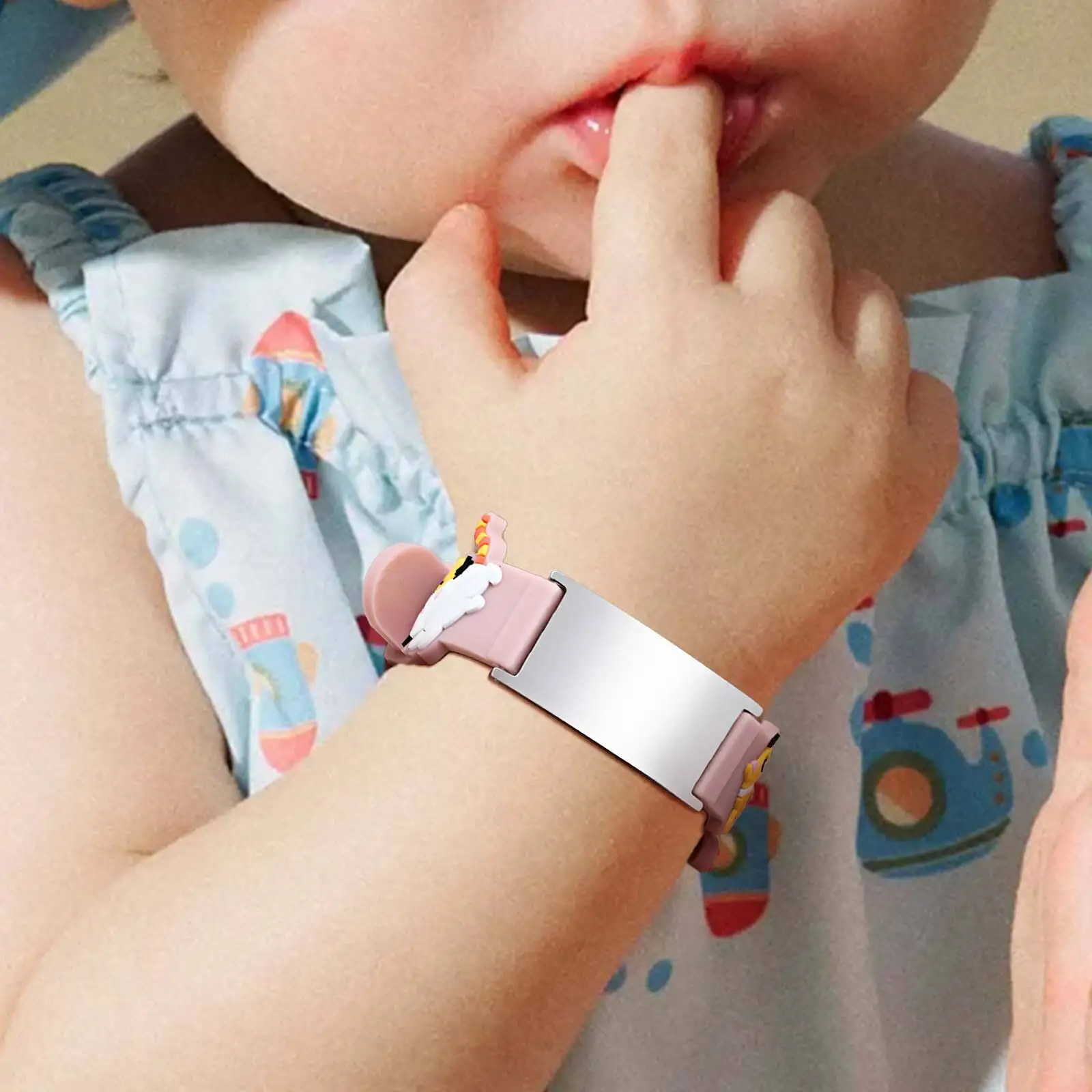 Bracciale con cinturino per orologio compatto Vnox per bambino, barra personalizzabile in acciaio inossidabile, simpatico braccialetto con cartoni animati di animali