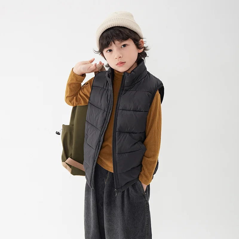 Kids Warm Vest Winter Girls Boys Thicken Waistcoat Outerwear Children Teens Cotton Solid Color Jackets Vest for 3-10Years