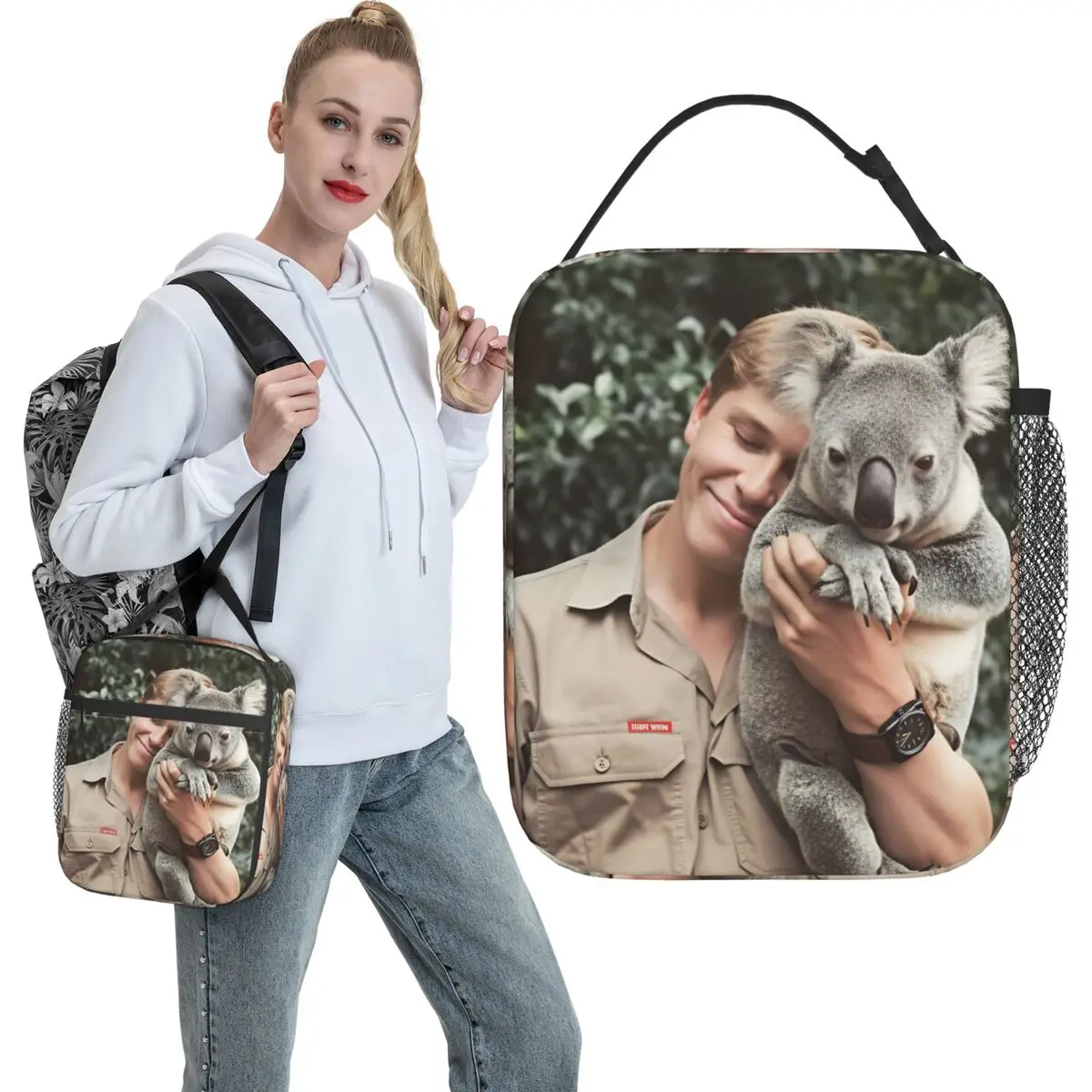 

Сумка для обеда Robert Irwin & Koala для унисекс, ланч-бокс с графическим дизайном, повседневная сумка-холодильник для пикника, удобные сумки-холодильники-оксфорды для еды