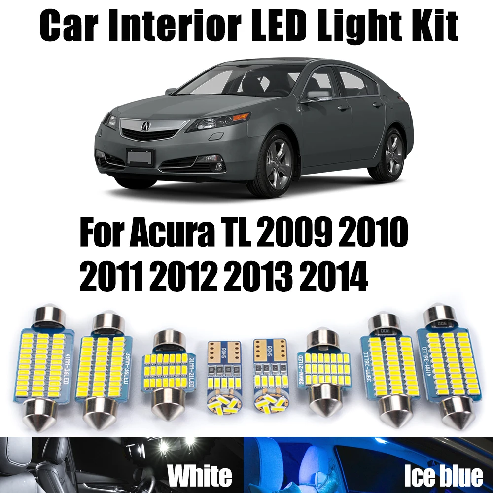 

10Pcs Canbus Vehicle LED Interior Courtesy Dome Trunk License Plate Light Kit For Acura TL 2009 - 2012 2013 2014 Car Accessories