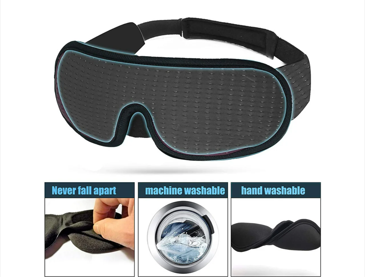 3D-Kontur-Schlaf-Augenmaske, geeignet für Seitenschläfer – 100 % Verdunkelung, weich und stressfrei – geeignet für Reisen, Nickerchen, Yoga – Detail 2