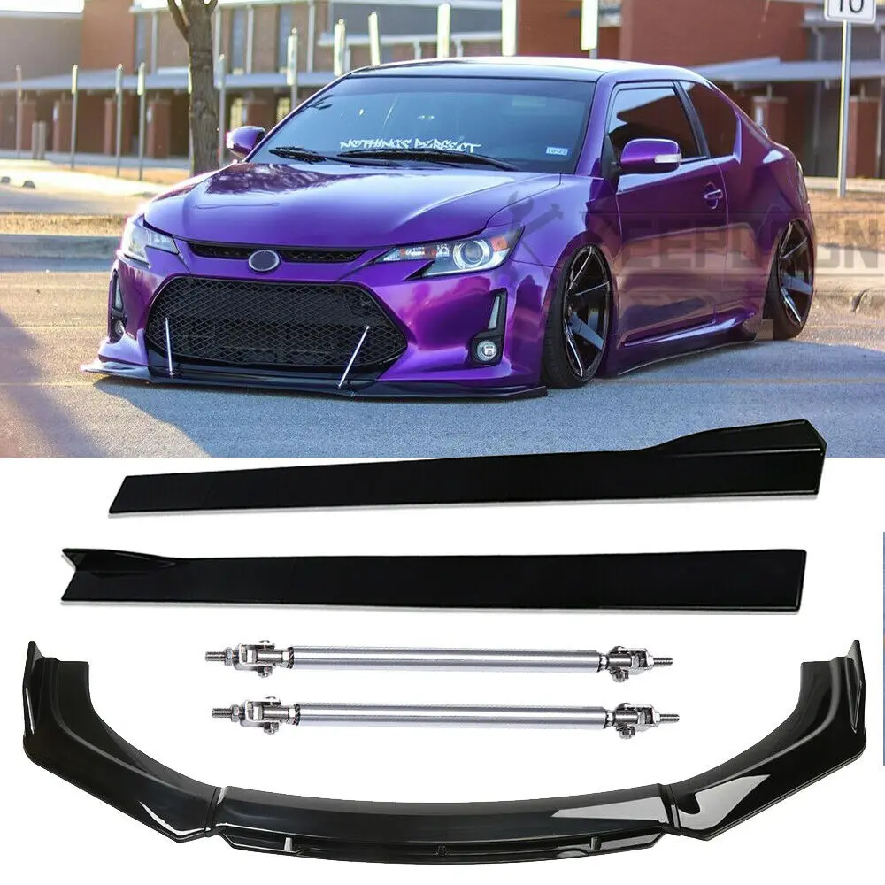 

For Scion TC 05-16 FR-S Front Bumper Lip Splitter + Side Skirts + Strut Rods A+