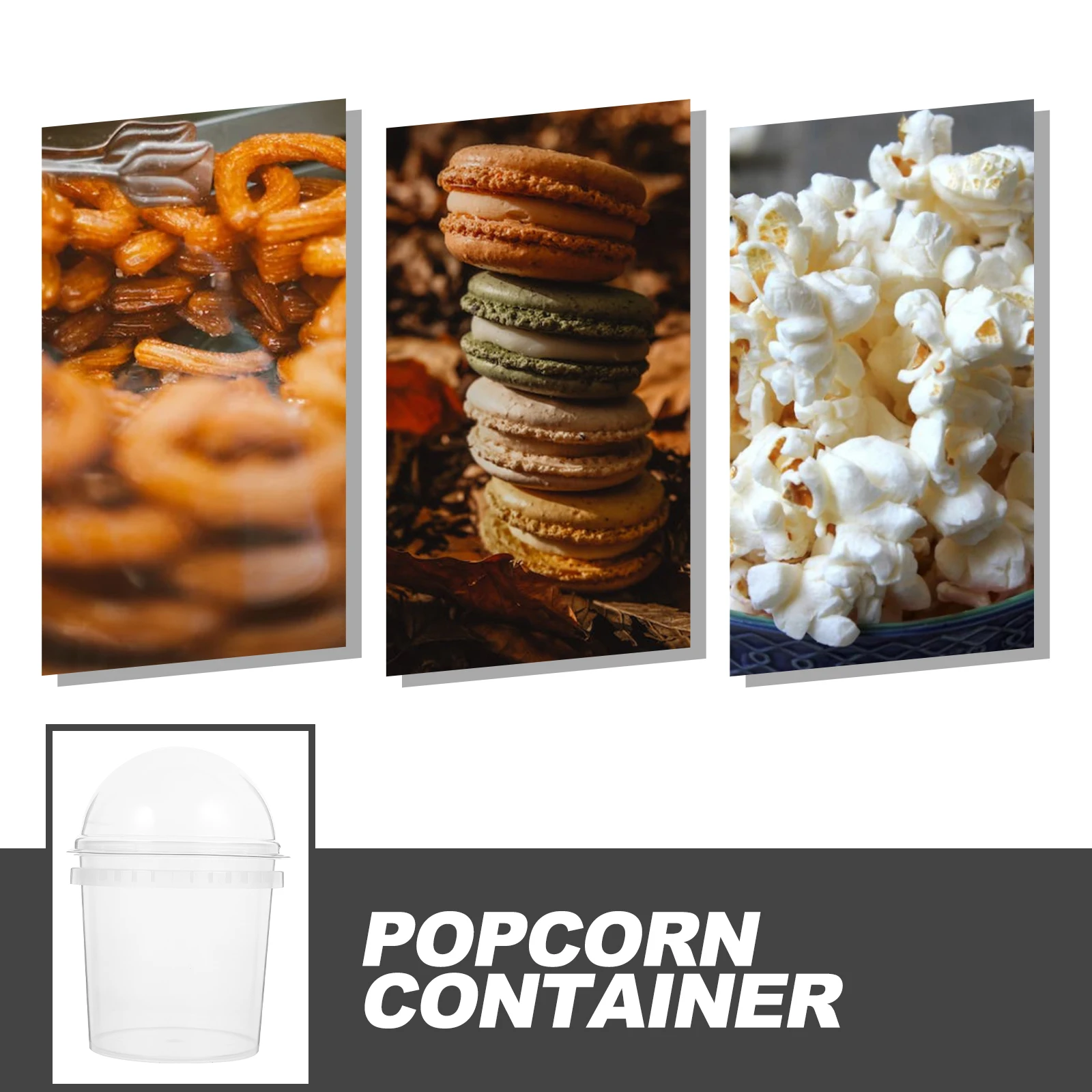 

6pcs Snacks Bucket Popcorn Buckets Plastic 1L Clear Design Reusable Food Grade Cold Drink Bucket Storage Containers