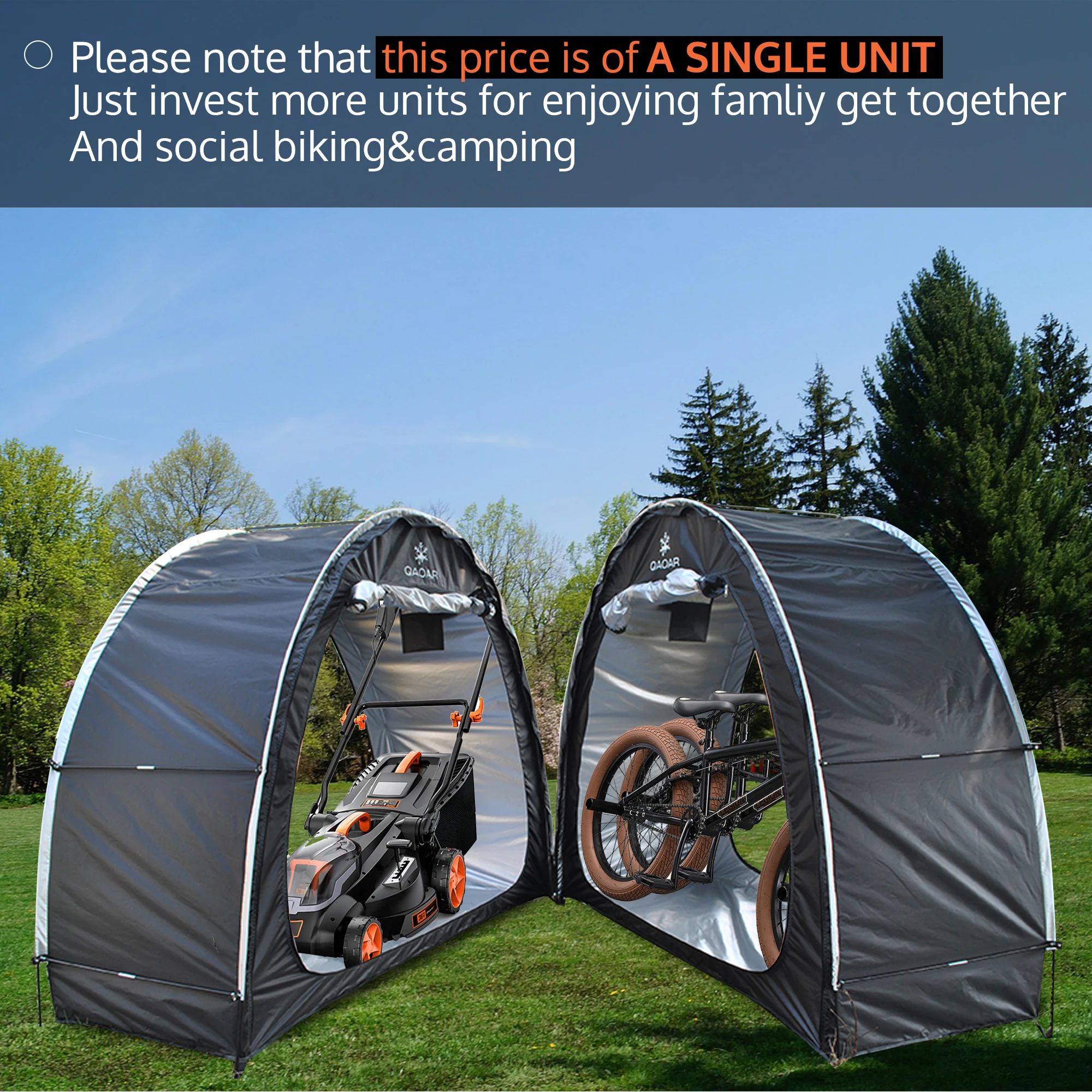 ONLY 1 PCS, Outdoor Bicycle Storage Tent, Connectable Bike Tents, 210D Oxford Fabric for Bike Storage