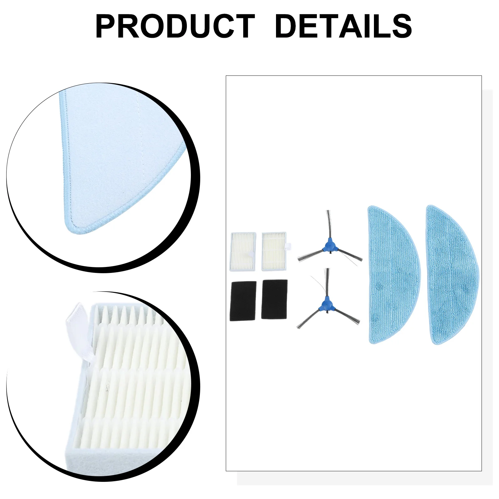 1 Set Side Brush Filter Mop Cloth For Cecotec For Conga M70 / M70 For Genesis Robot Vacuum Cleaner Accessories