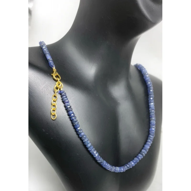 

Burmese Blue Sapphire Necklace 20” Faceted 4-5mm Beads Gold Filled