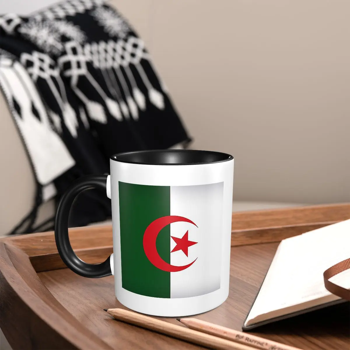 

Официальный флаг Алжира, кружка, забавные керамические кофейные чашки, чайные кружки, чашка для молока, посуда для напитков, подарок для друзей