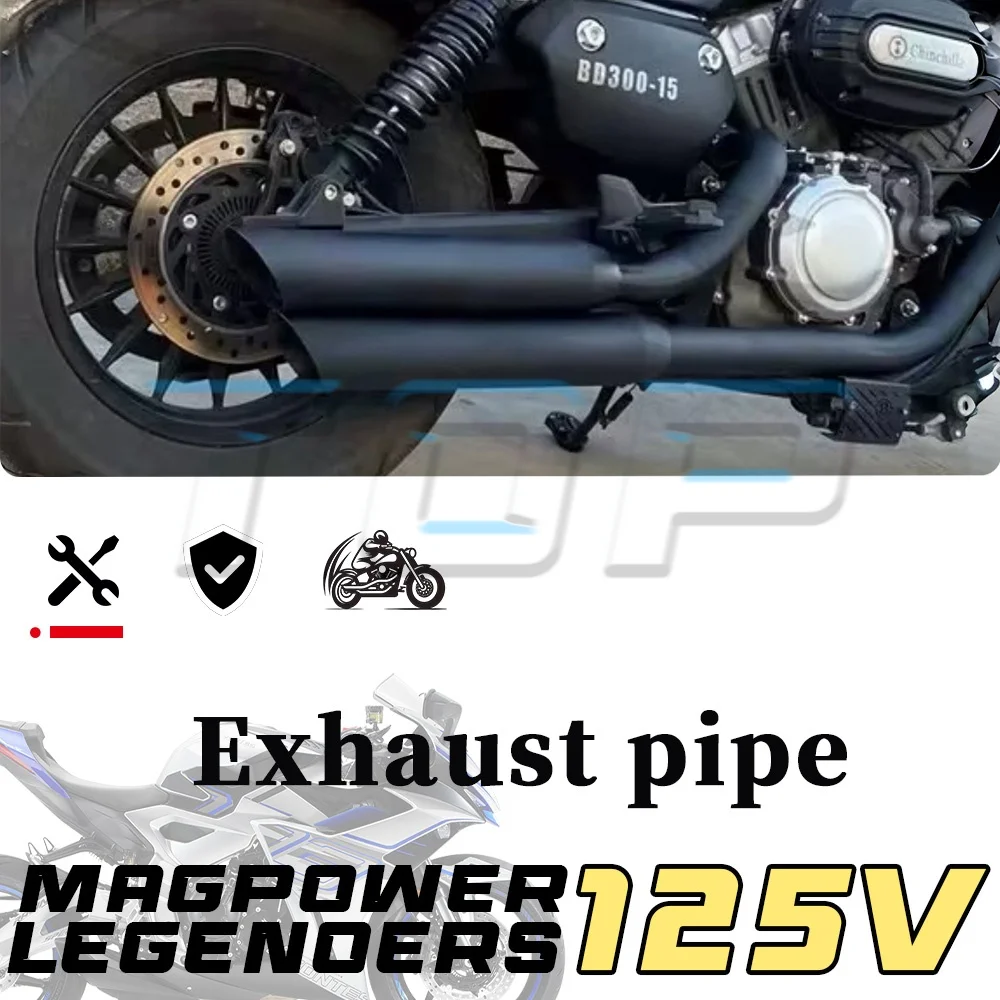 For MAGPOWER LEGENDERS 125V modified black silver exhaust pipe for magpower legenders 125v