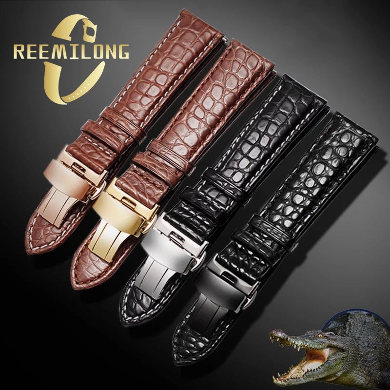 Double-sided alligator watch strap for Patek Philippe 18mm 19mm 20mm 21mm 22mm black brown men women Crocodile unisex watchband