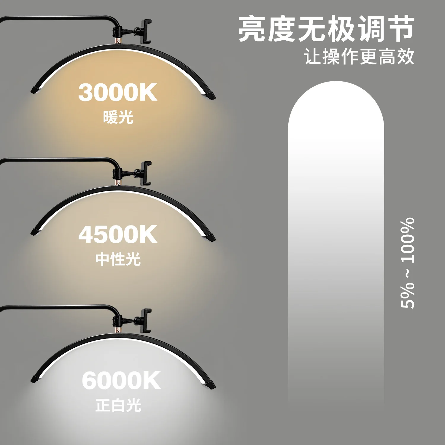 24-Inch Eyelash Light Embroidery Light U-shaped LED Eye Protection  Floor High Color Manicure and Beauty Light