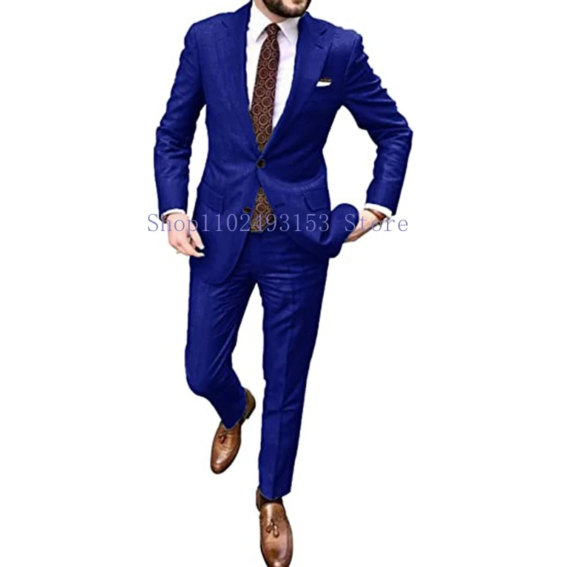 2023 Bruin Mannen Suits Slim Fit 2 Stuks Notched Revers Business Formele Smoking Professionele Grooms Trouwjurk Pak Kostuum Homme