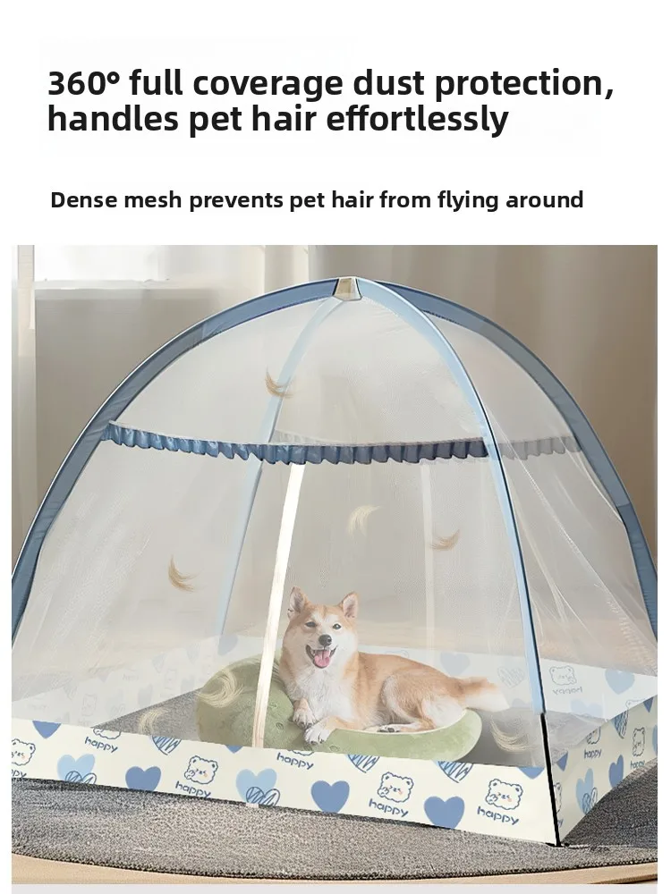 

Палатка для омления домашних животных, выдувная шерсть собаки, монгольская юрта, использование в спальне, без установки, москитная сетка, пыленепроницаемая, защита от насекомых, столб из стекловолокна