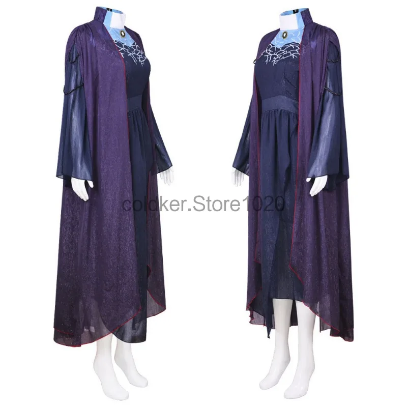 2024 Women Agatha Costume Fancy Halloween Witch Harkness Cosplay Purple Dress With Cloak Suit Ladies Carnival Party Outfits