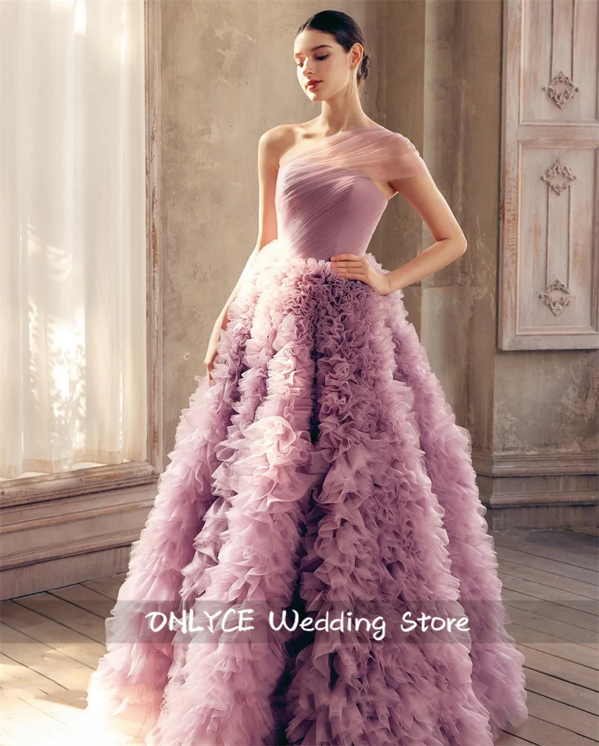 럭셔리 더스트 핑크 볼 가운 이브닝 드레스 2025 졸업 파티 드레스 푹신한 프릴 생일 파티 가운 맞춤형 맞춤형