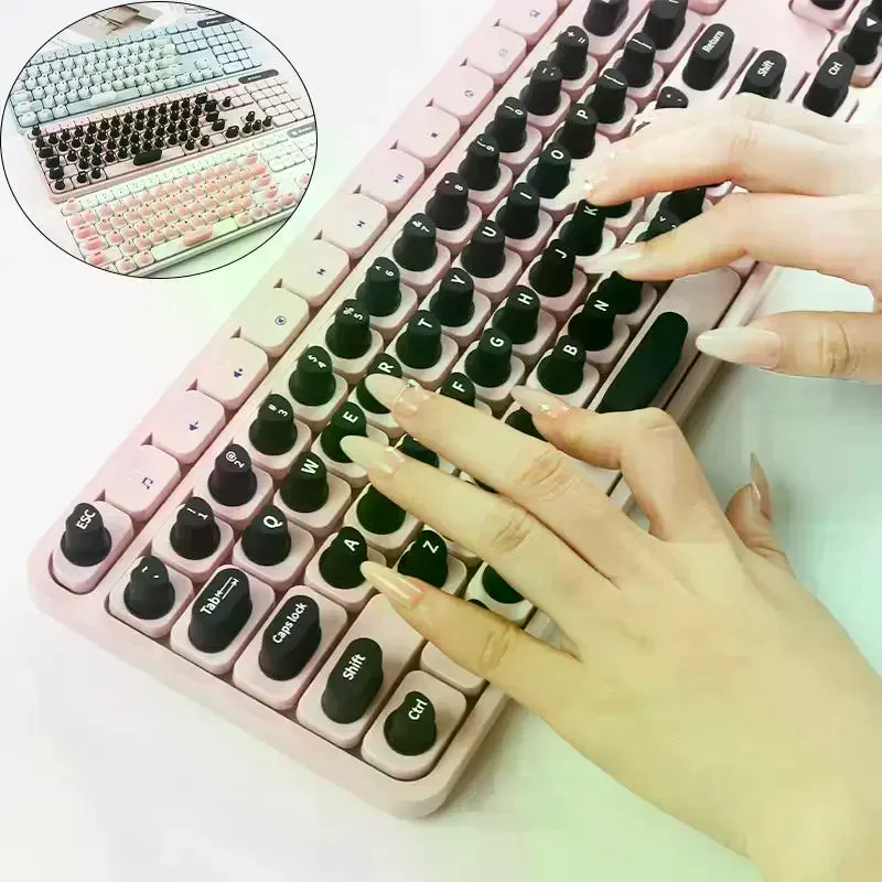 70PCS Raised Keyboard Stickers For Long Nails Universal Nail Art Keyboard Bubbles Soft Silicone Keycaps For Girls Office Gaming