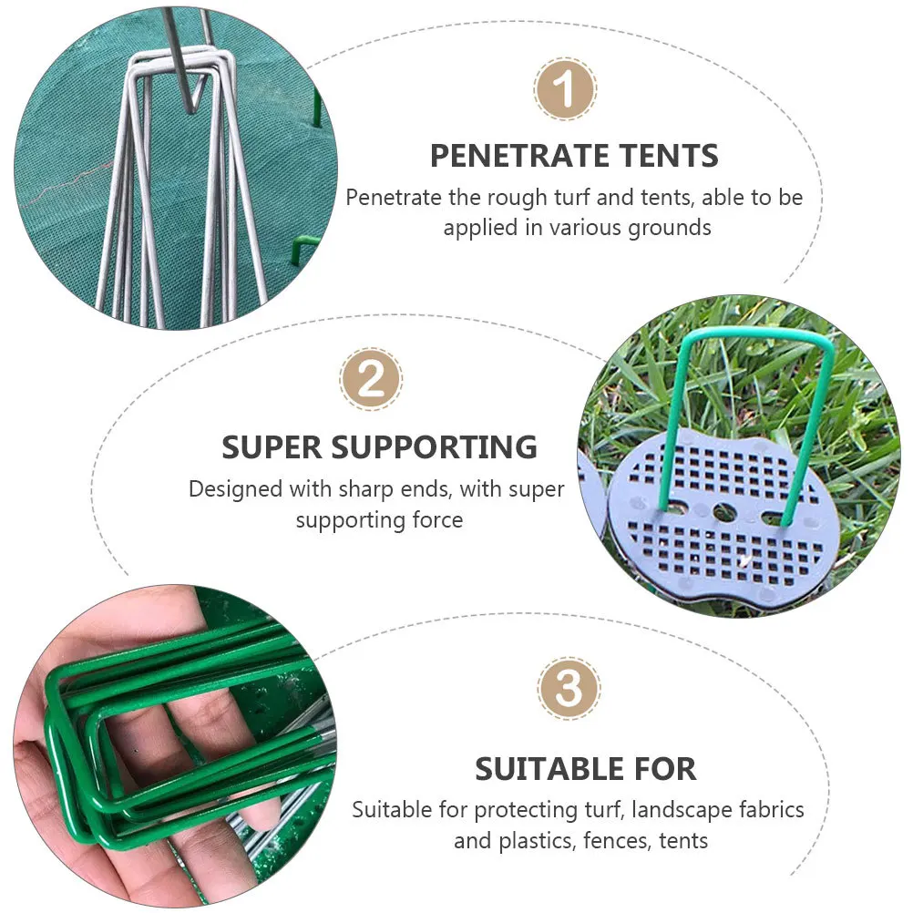 

20Pcs Ground Nails U-Shaped Turf Stakes for Lawn Garden Cloth Fixing Tent Stakes Camping Supplies Ground Nails