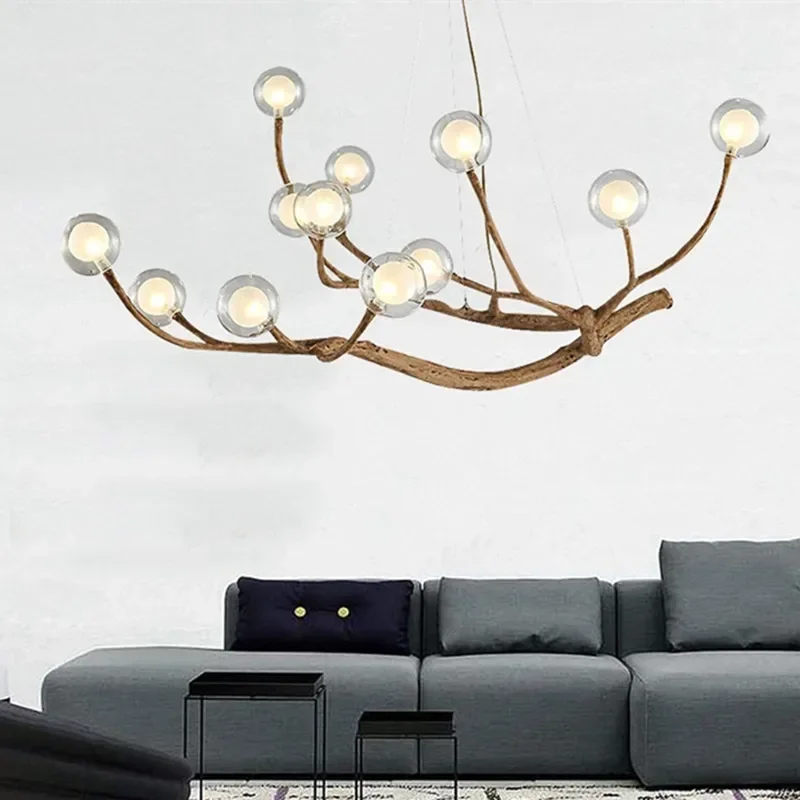 Imagem -02 - Candelabro de Vidro Vintage Tree Branch Resina Pendurada Luz Designer Shade Iluminação para Sala de Estar Decoração de Casa