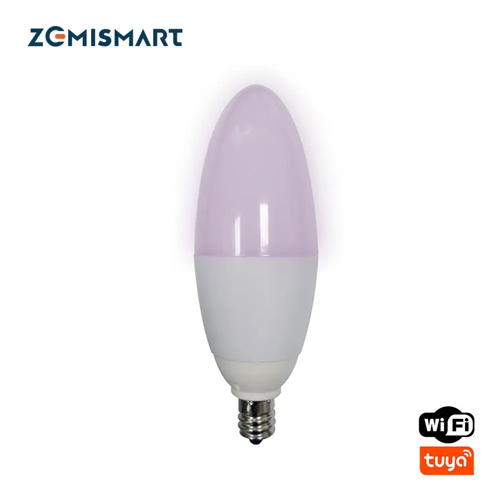 Zemismart E12 LED Candle Bulb Work with Alexa Google Home 2.4g WIFI Automation 5w Chandelier Light 110v-240v C35