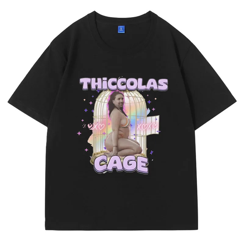 

Thiccolas Cage Funny Meme T Shirt Men Women Gift Cursed CelebsCelebrities Offensive Raunchy Stupid T-shirt Oversized Cotton Tees