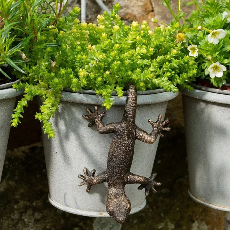 Garden Decorative Potted Partner Bronze Gecko Janshore Flower Pot Suspension Decorative Suspension Garden Ornaments