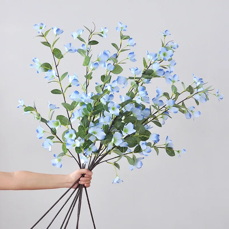 104CM Artificial Rosewood Flower Home Living Room Decoration Blue Long Branch Silk Flower Wedding Decoration Flower Material