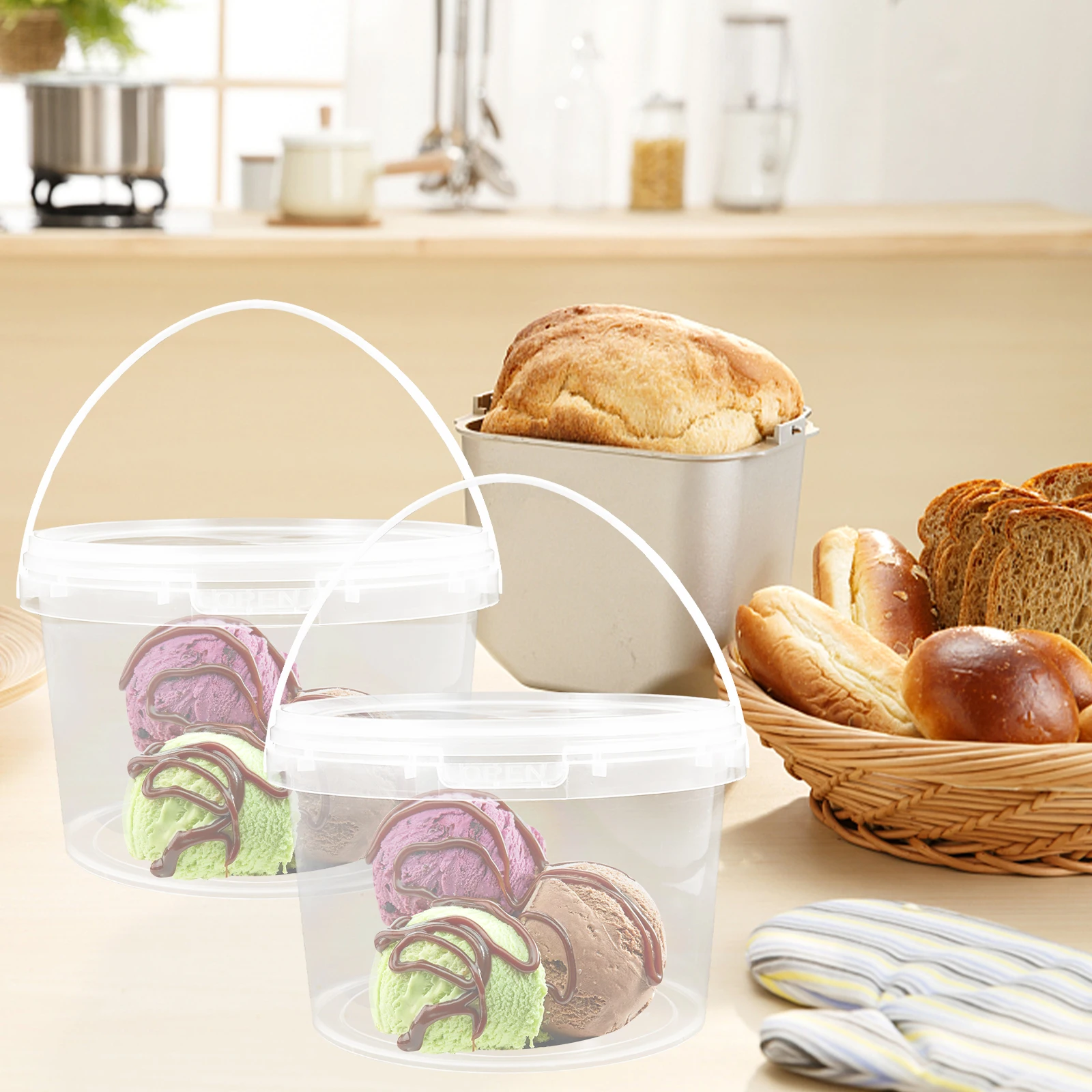 

8 Pcs Bucket Portable Lobster Bin PP Clear 4 Liters Lobster Holder Portable Food Reusable Kitchen Bar Containers