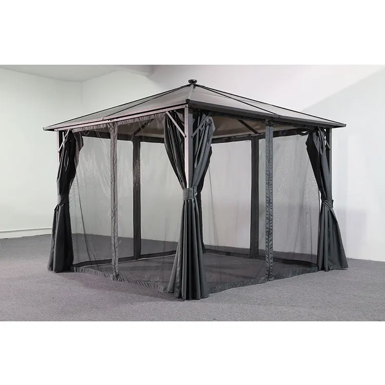 MIA Luxury Pavilion Patio Garden Outdoor Waterproof Gazebos Aluminum with Mosquito Net Backyard Hardtop Iron 3x3 Gazebo