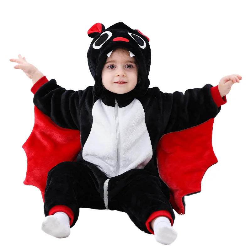 2024 New Cartoon Bat Cosplay Costume Boy Girls Toddler Animal Jumpsuit Baby Romper Infant Clothes Pyjamas  Kigurumis Ropa Bebe