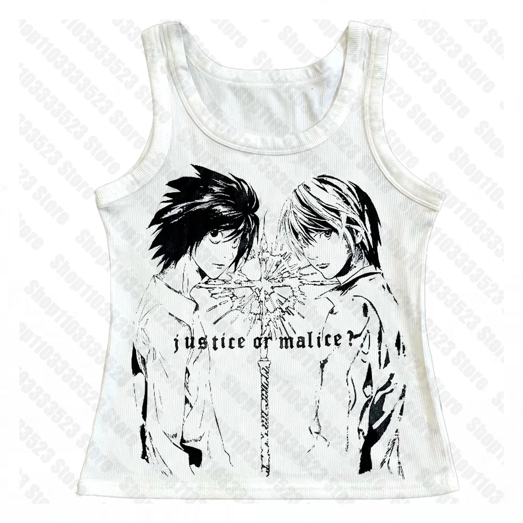 Top anni 2000 Punk Stampa senza maniche Gilet sexy Streetwear Abbigliamento estetico Donna Vintage Crop Topa Donna Y2k Style Carro armato Emo ragazze