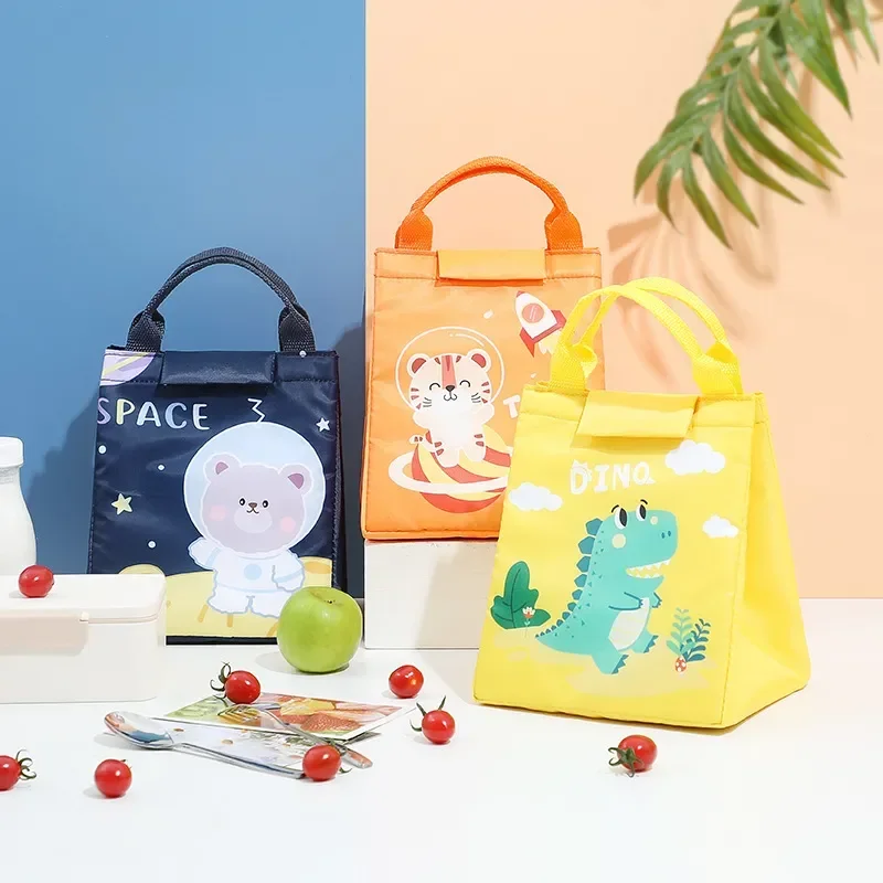 Kids Lunch Bag for School Portable Thermal Bag Children Cartoon Insulated Lunch Bag Cooler Bento Pouch Dinner Container Handbags