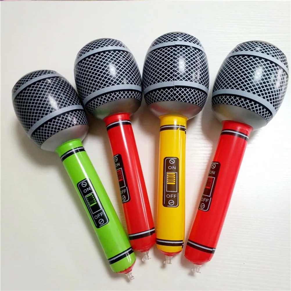 

12pcs Inflatable Microphone Swimming Toys Beach Parties Props Kids Toy Pool Favors PVC Anti Deflation Design Balloon