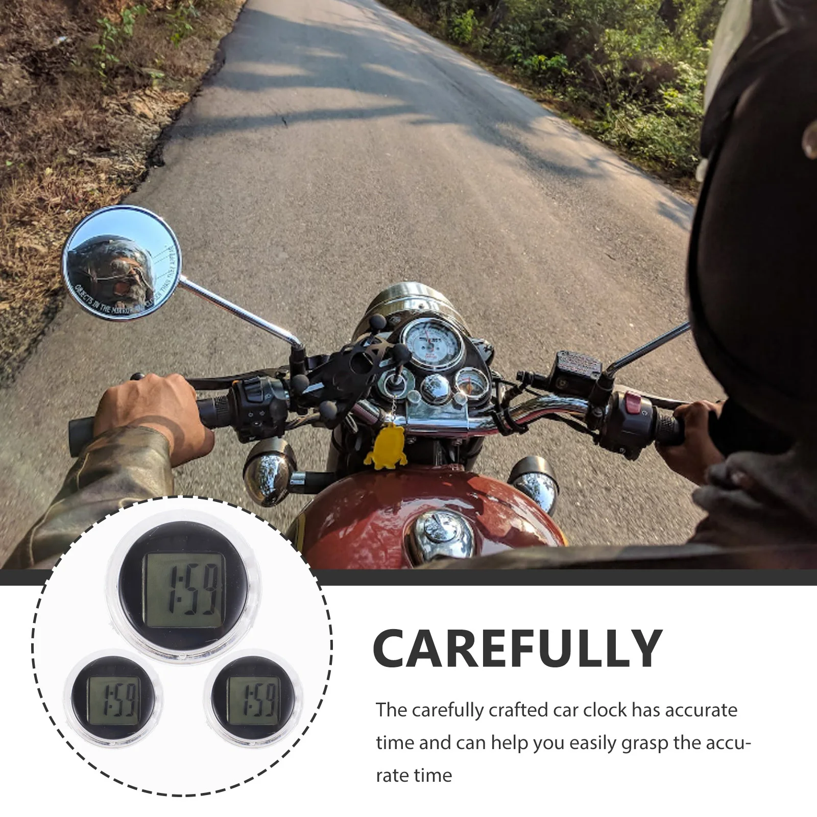 

3Pcs Mini Motorcycle Clock Waterproof ABS Plastic Stick-on Digital Auto Electronic Clock Car Motorcycle Accessory