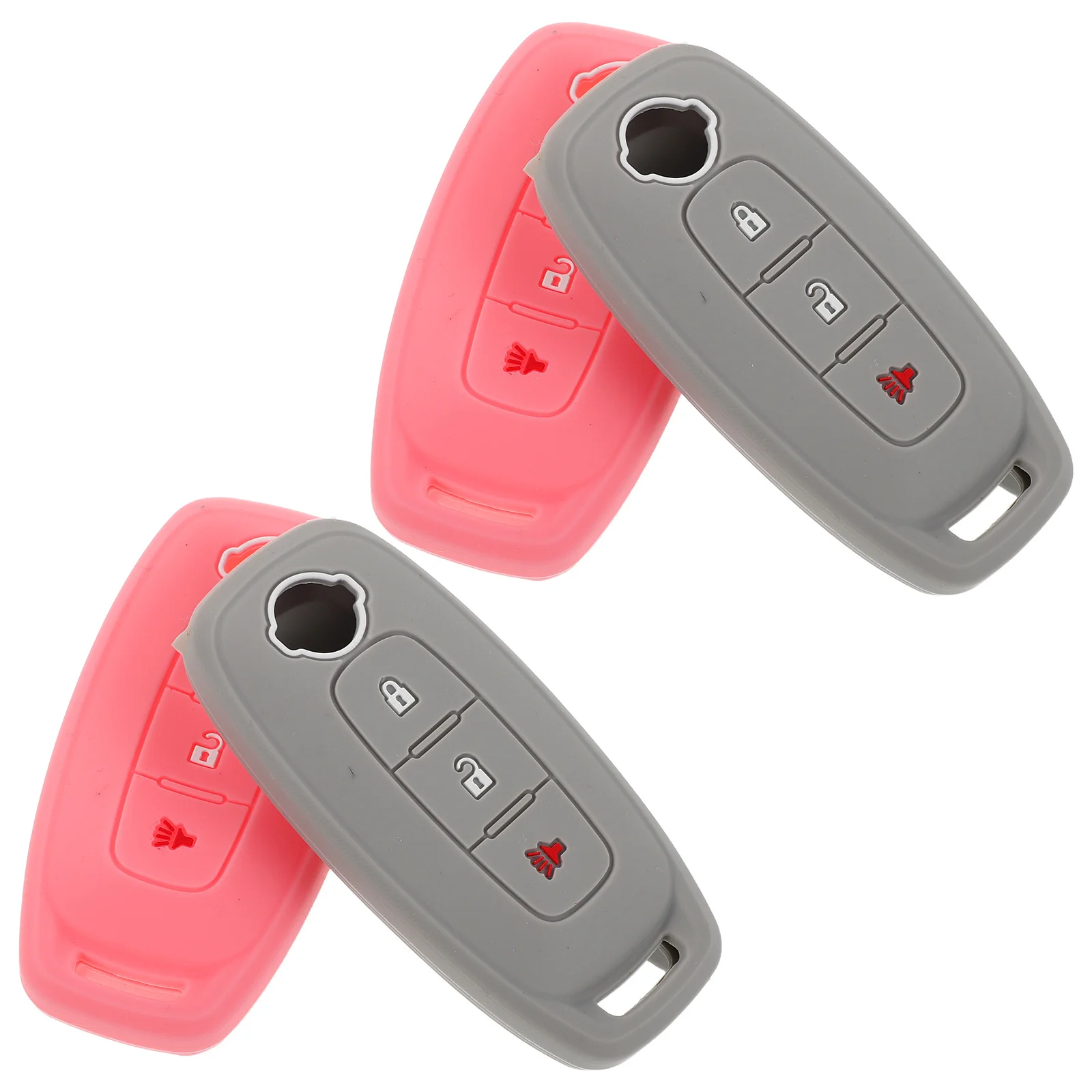 

4pcs Silicone Car Cover 3 Button Fob Protector Case Waterproof Scratchproof Anti Slip Soft Key Shell For Auto - Car Key Sleeve