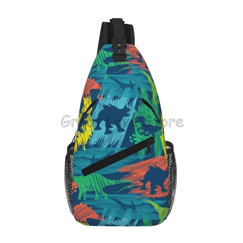 Cartoon Dinosaurs Travel Sling Bag Casual Crossbody Backpack Unisex Chest Bag Large Capacity Waterproof Daypack for Sport Hiking