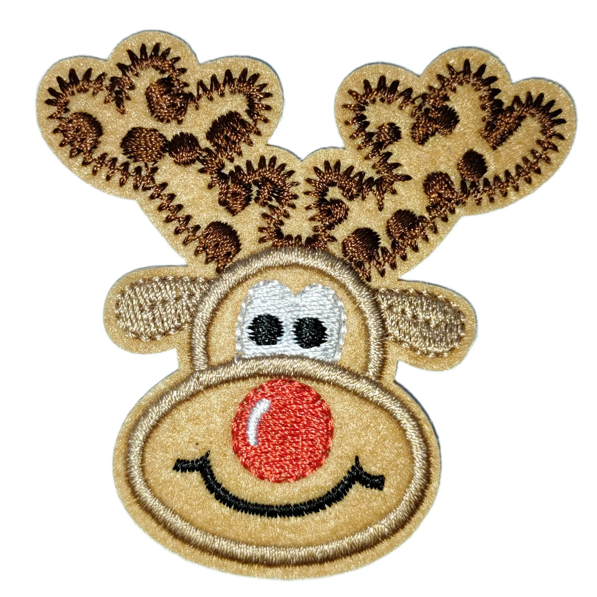 

New! Christmas - Reindeer - Red Nose - Winter Deer Embroidered Iron On Patch For Clothes DIY Appliques Craft Decoration Sticker