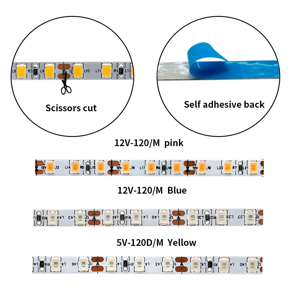 ไฟแถบไฟ LED USB 5V มีกาวในตัวไฟ USB แบบนิ่มริ้วสายไฟไฟกลางคืนสำหรับตกแต่งภาพแรงดันต่ำเปลือยแผ่นกระดาน