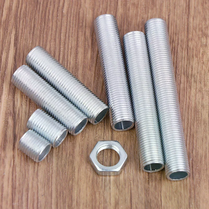 

10 шт. M10 зубчатая трубка для лампы, металлическая полая трубка с резьбой, винт, гайка, колпачок лампы, оцинкованная люстра, соединительный стержень, фиксированное основание