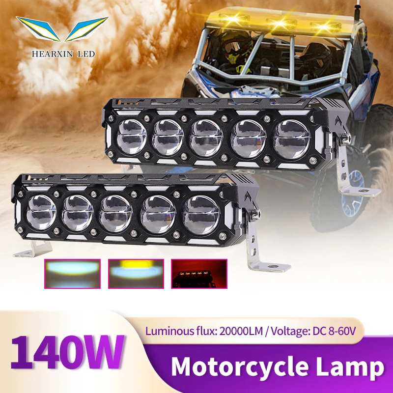 

5 Lens Work Light Motorcycle LED Spotlight White Yellow Hi/Low Beam Driving Fog Lamp Headlight for Car Truck Dirt Bike SUV UTV
