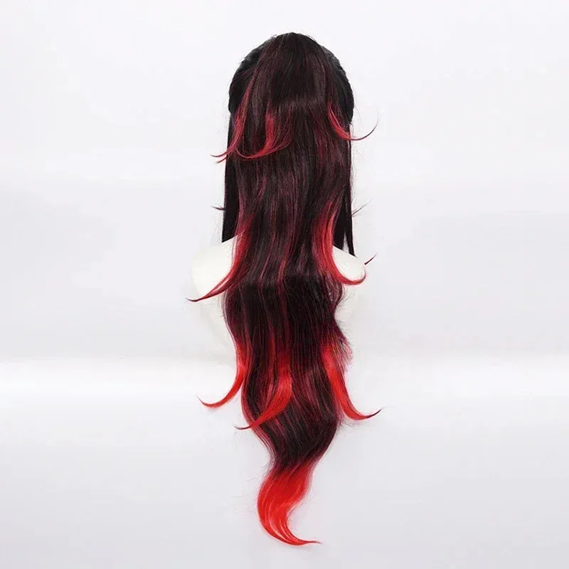 Anime Cosplay Anime Demon Slayer Kimetsu No Yaiba Cosplay peluca Kokushibo Cosplay Peluca de pelo rojo negro tatuaje fiesta de Halloween Rolepl
