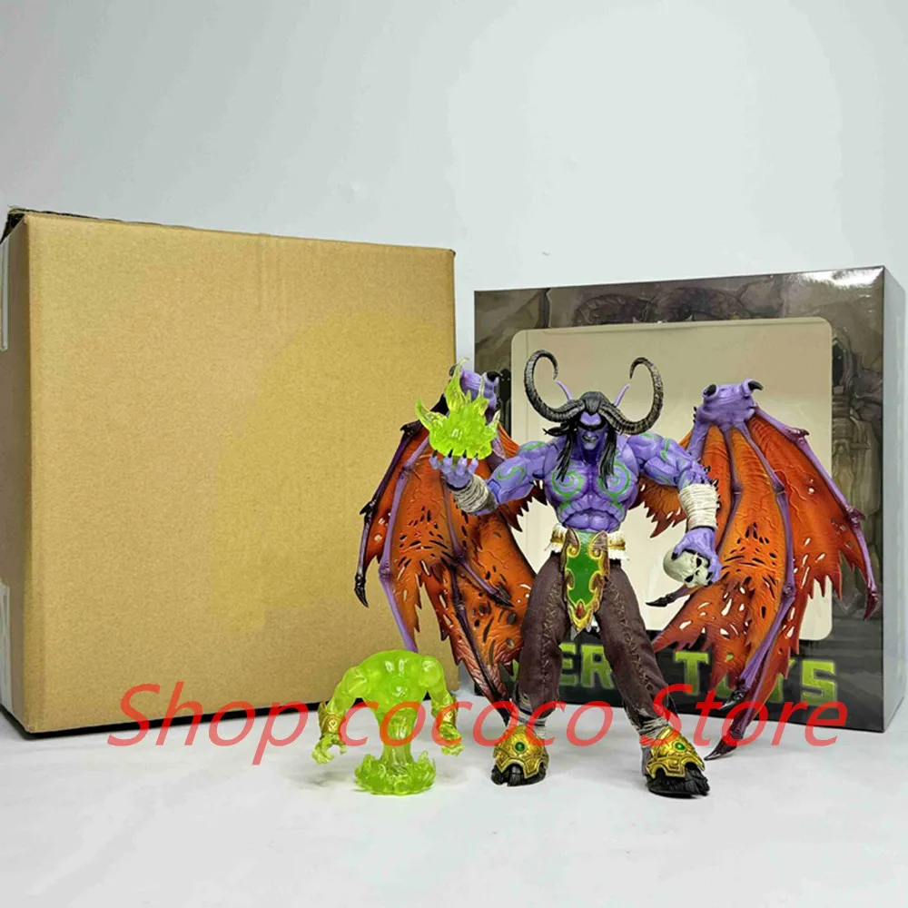 Game Demon Hunter Action Figure HearthStone Heroes of Warcraft Illidan Figure Hero Toys Glowing Statue PVC Model Decor Doll