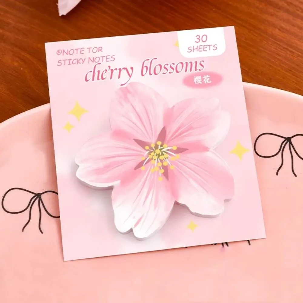 Self Adhesive Floral Sticky Notes Repositionable Cherry Blossom Shape Cherry Blossom Memo Notes Cute Style Decorative