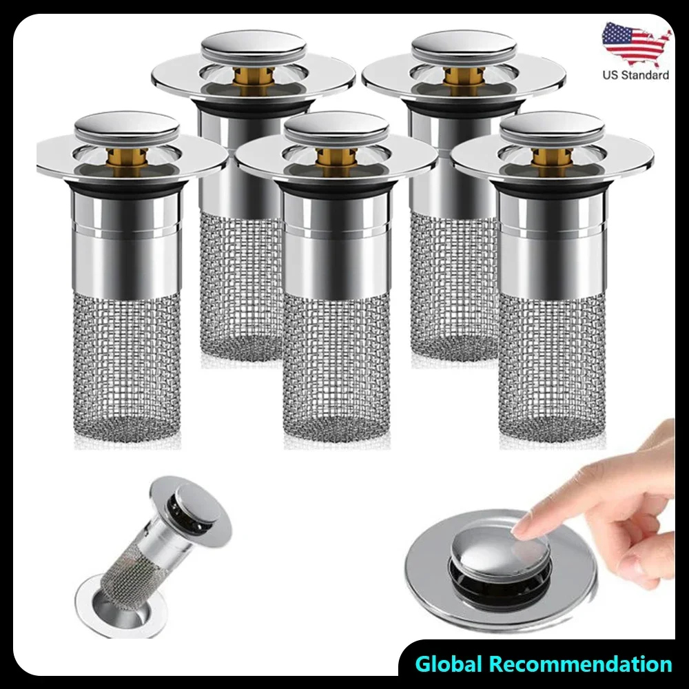 

Bathroom Must-Have! 2-Pack 2-in-1 Pop-Up Sink Stopper + Filter Basket, Anti-Clog Tool, Fits 1-1.5 Inch Drains～