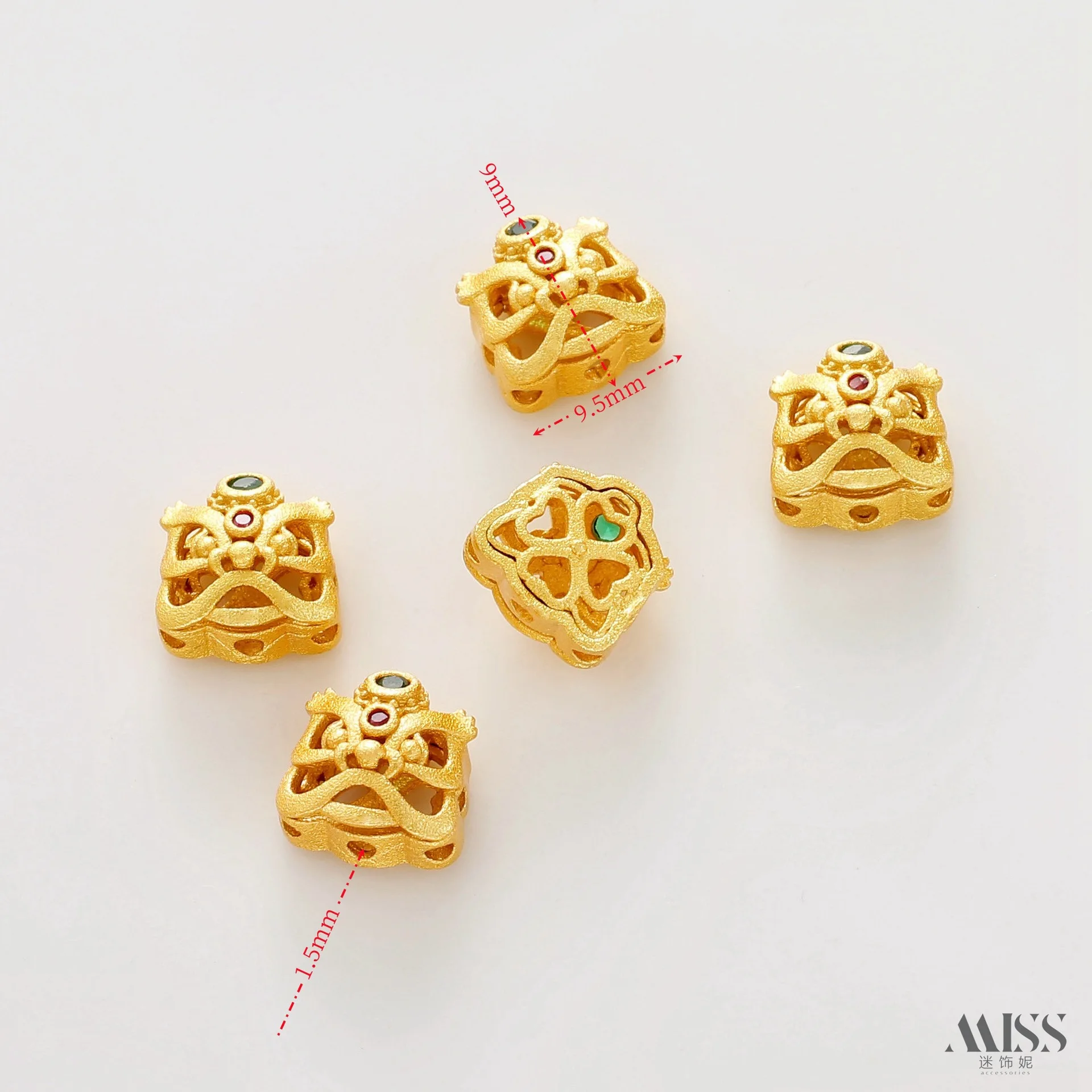 18K Sand Gold Color Retention CZ Diamond Hollow Lion Head Spacer Beads For DIY Bracelet Necklace Jewelry