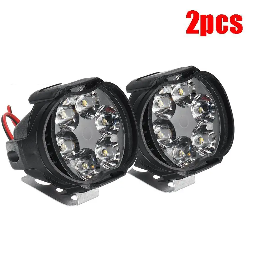 2Pcs 6 LED Auxiliary Headlight for Motorcycle Spotlights Lamp Vehicle Universal 6LED Headlight Brightness Electric Car Light